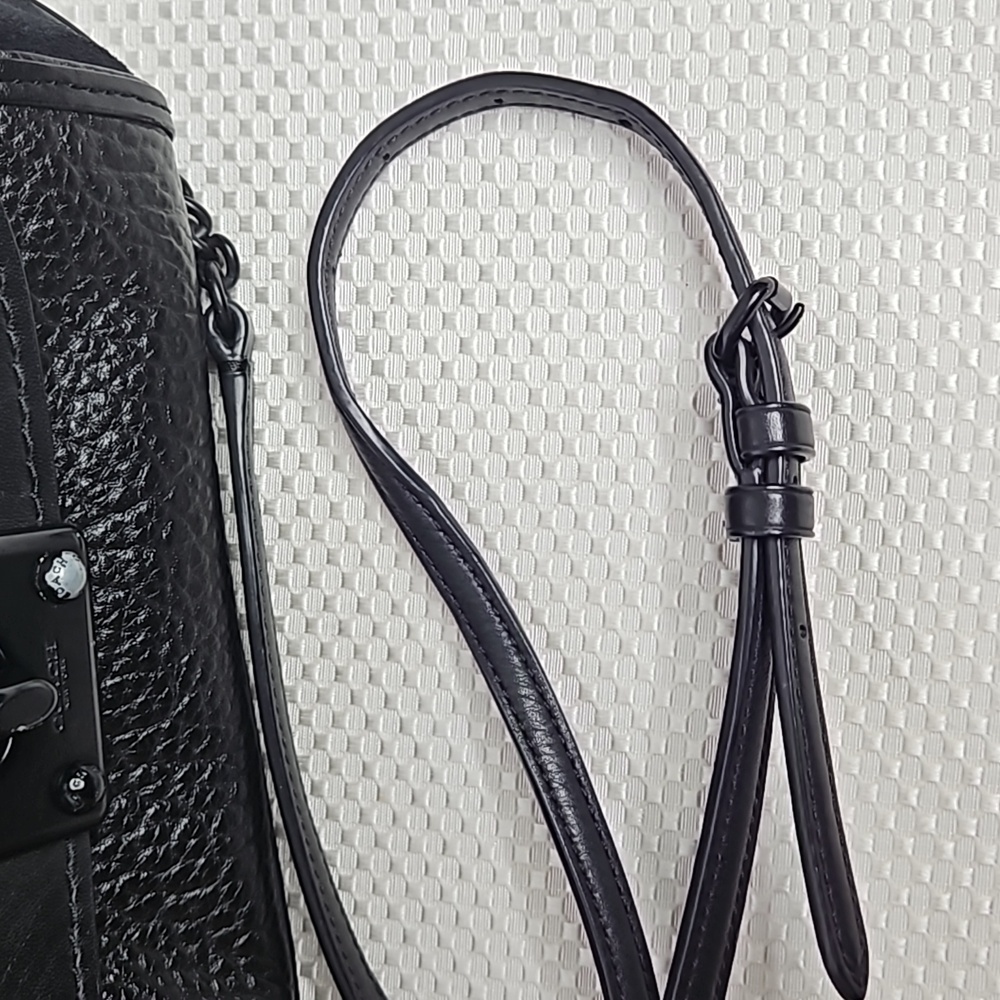 COACH BLACK LEATHER AND SUEDE DRIFTER CROSSBODY IN MATTE BLACK - Picture 10 of 10